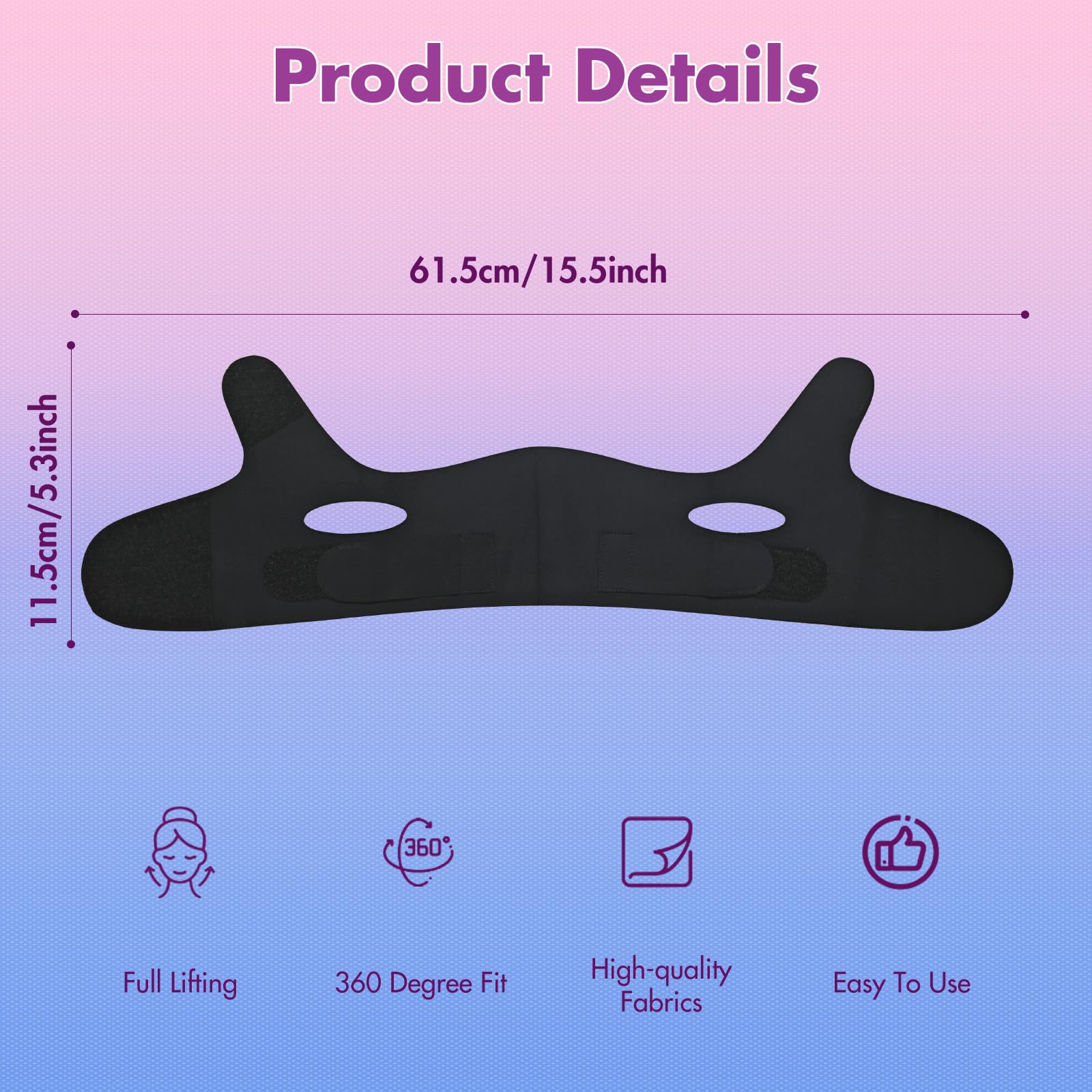 2 Pack Adjustable Face Slimming Straps, V-Line Chin Masks