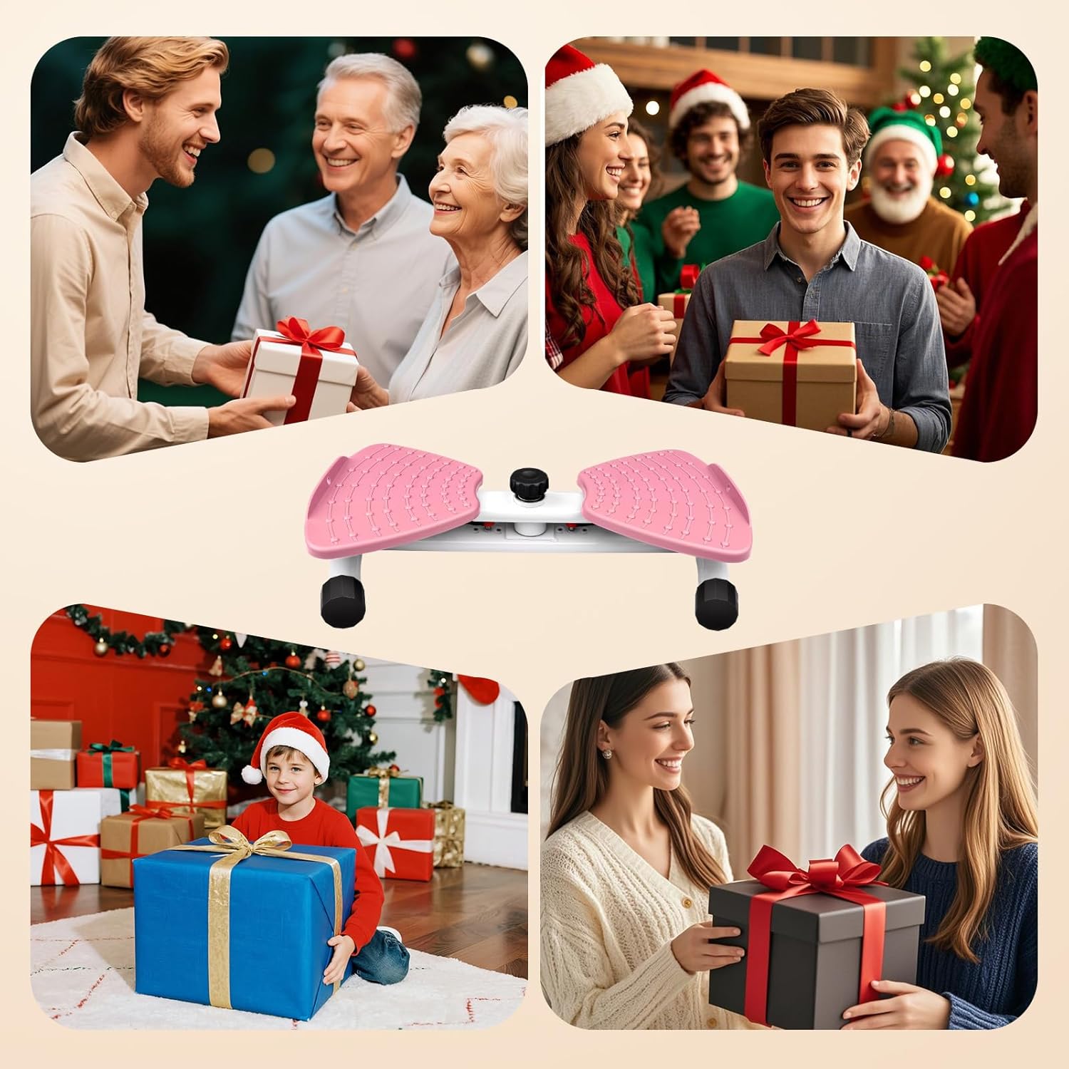 Waist Twister Machine with 300 lbs Weight Capacity, Abs Workout for Slim Waist and Core Ab Exercise, Noiseless Home Gym Exercise Equipment for Women Men, Pink and Purple