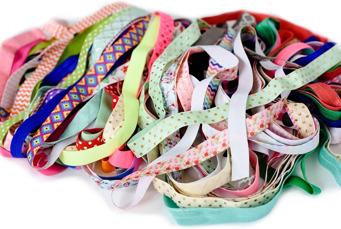 20 Yards FOE Grab Bag : Printed & Solid 5/8" Fold Over Elastic : Aztec Boho Chic Brights : 1 Yard Each Mystery Lot
