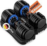 DH FitLife 12 kg / 25 kg Adjustable Dumbbells 2.5-12 kg / 4-25 kg with 10 Weight Levels, Dumbbells Set with Weight Plates, Variable Weights 10 in 1 (12 kg x 2) - 1