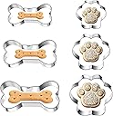 6 PCS Bone and Dog Footprints Cookie Cutters Set 3 Sizes Stainless Steel Dog Bone Cookie Cutter DogsTreat Cutters Dogs Shaped Cookies Cutter for Homemade Baking Theme Party Cat Homemade Treats Silv
