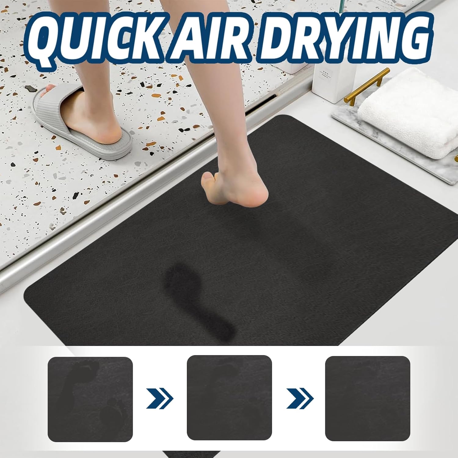 Bath Mat Rug-Rubber Backing Non Slip Quick Dry Absorbent Thin Bathroom Rugs Fit Under Door-Faux Suede Surface Bathroom Floor Mats-Shower Rug for in Front of Bathtub Shower Dark Grey 16"x24" - Image 6