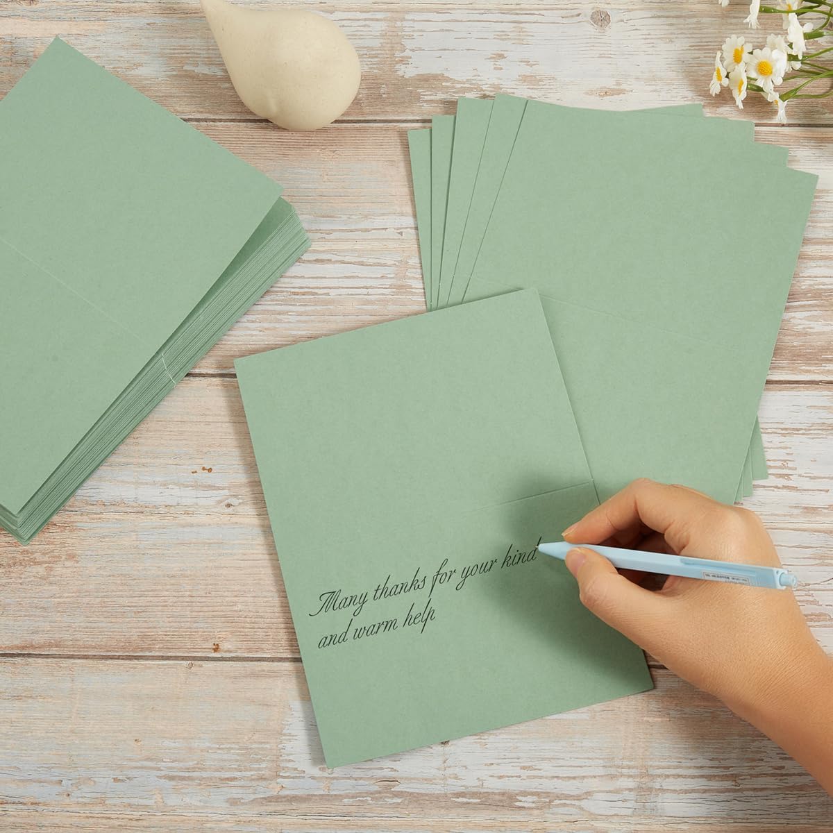 50 Pack Blank Cards Folded Cardstock Thank You Blank Greeting Cards for Invitations, Wedding, Greeting Cards, All Occasion DIY, 4x6 Folded Cards Sage-Green - Image 5