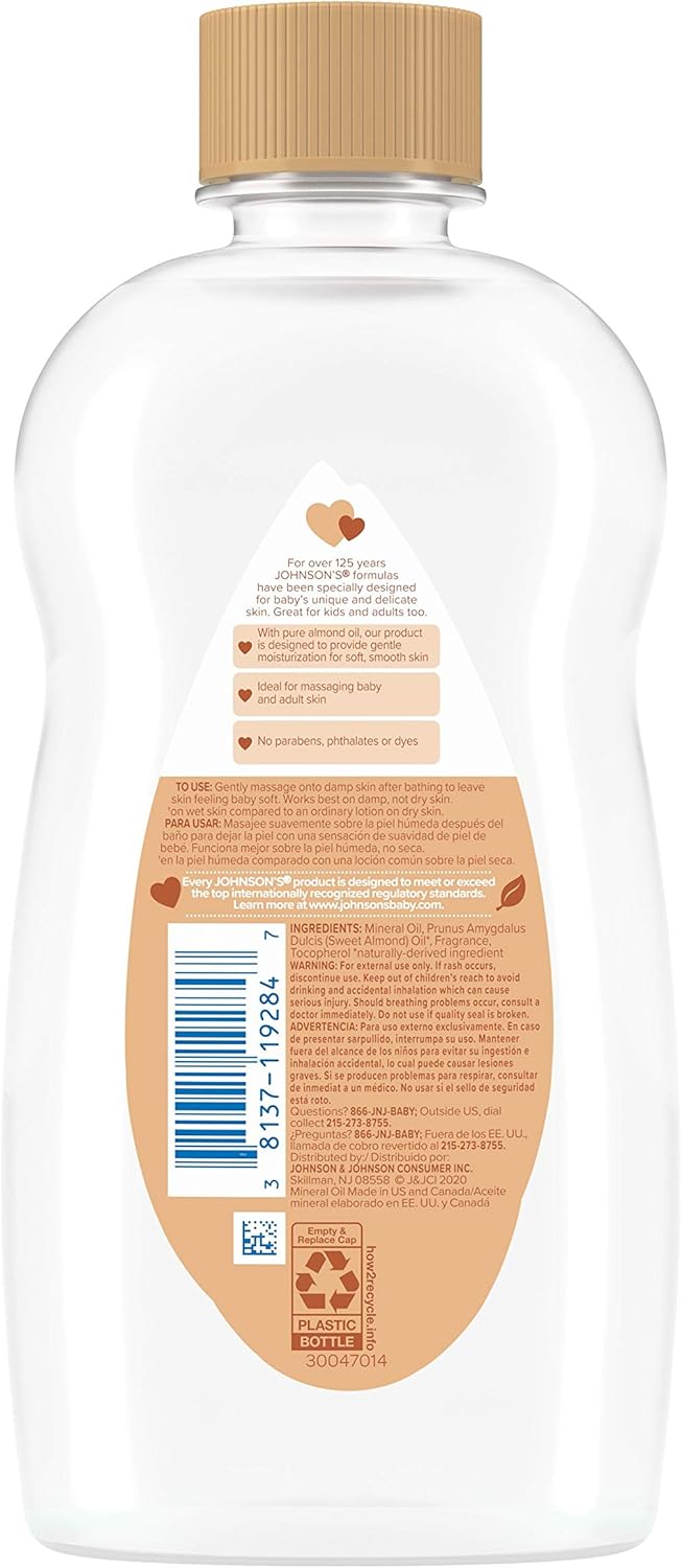 Johnson's Baby Almond Oil Paraben-Free, Phthalate-Free, 14 Fl Oz : Beauty & Personal Care