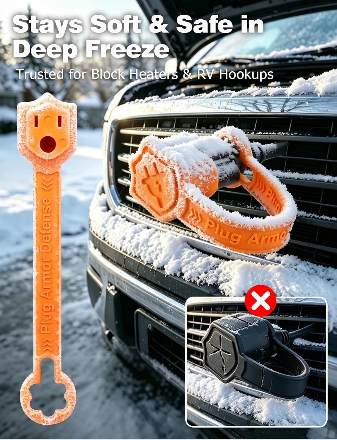 Mellbree Outdoor Plug Cover for Outlet Extension Cord Waterproof Crush-Proof , 2&3 Prong, Orange, 2pcs