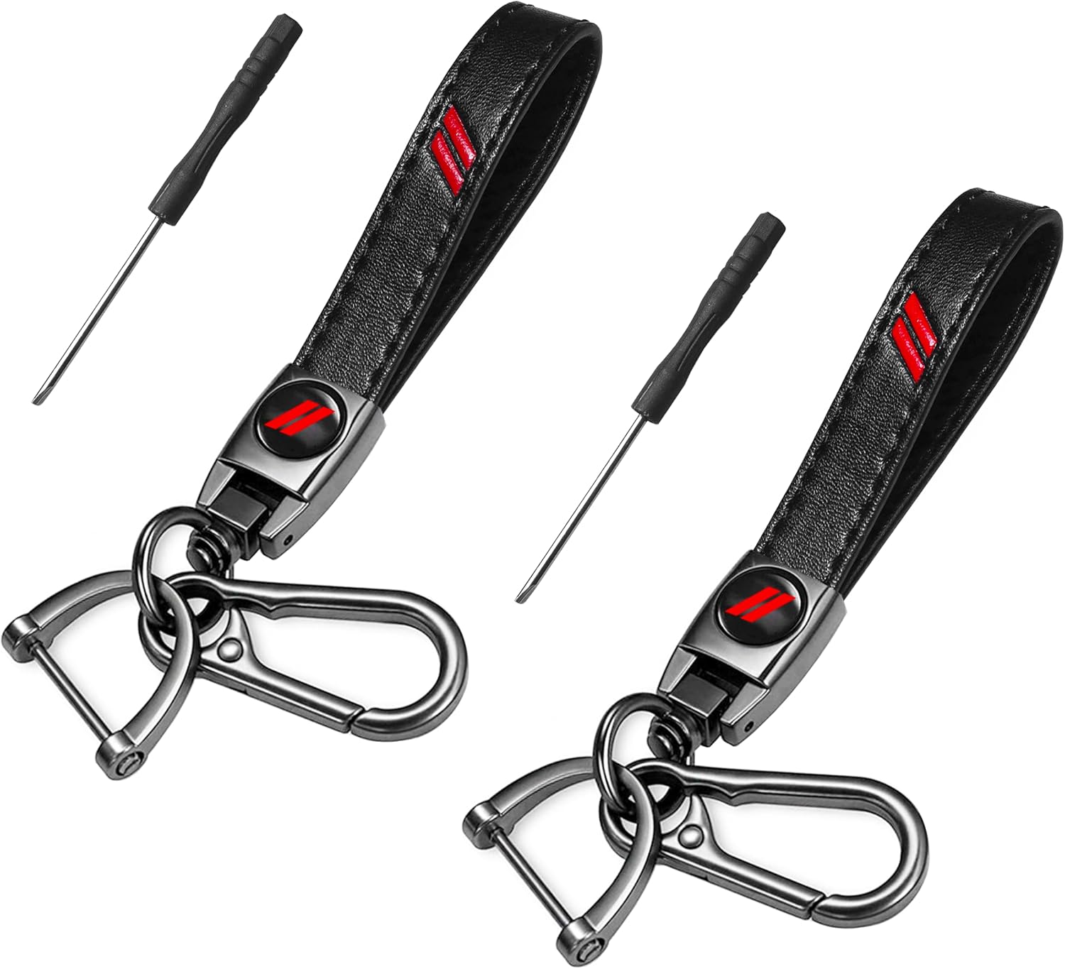YOSRTER 2PCs Leather Keychain for Dodge Challenger Charger Durango Journey key Ring Key Fob Holder for Dodge Accessories