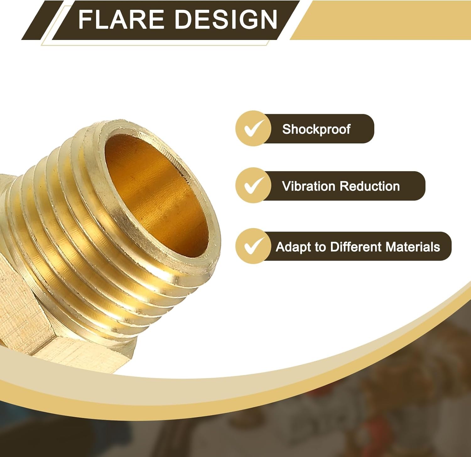 uxcell 5Pcs Brass Pipe Fitting, 1/4" OD x 1/2" NPT Male Brass Compression Tube Fitting, Brass Compression Union Connector, Brass Straight Coupling Adapter Fitting Fit 1/4" Pipe