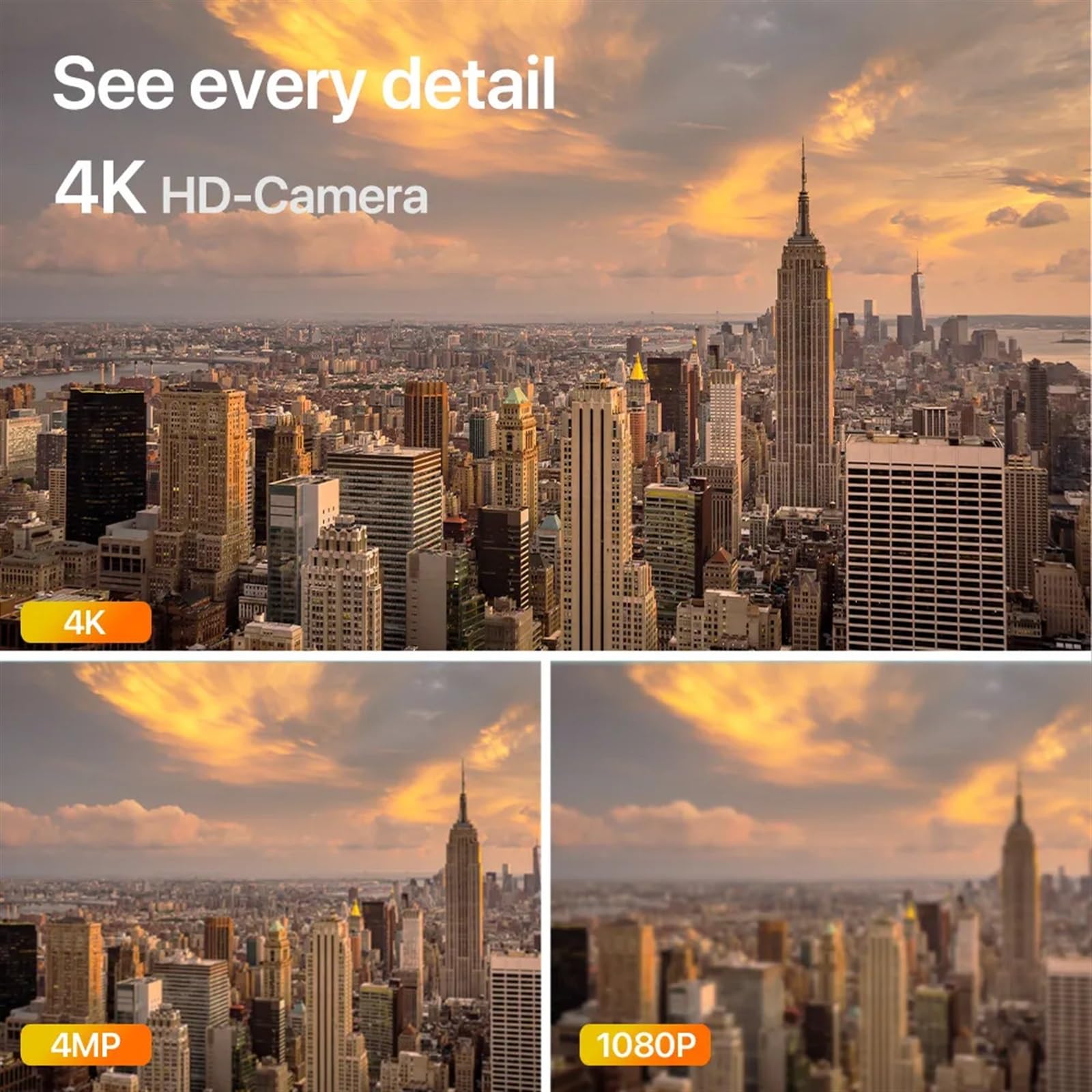 Telecamera Wifi Esterno, Telecamera IP PTZ da 8MP Telecamera PTZ 4K H.265 Telecamera di videosorveglianza for rilevamento umano AI esterno Telecamera CCTV di sicurezza da 4MP ,Sicurezza, Antifurto(WIF