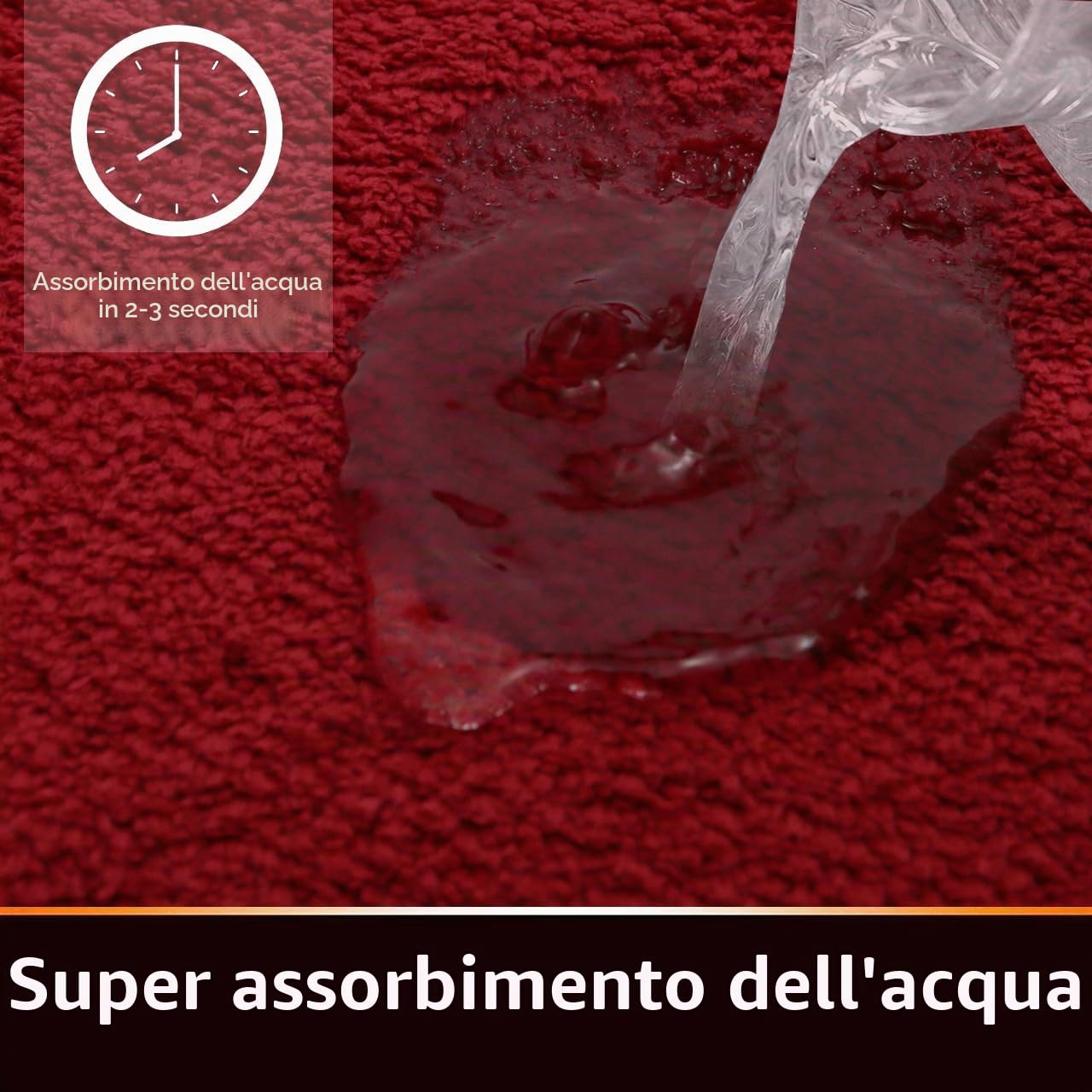 Tappetino da bagno extra large 60 x 180 cm, tappetini antiscivolo per pavimento, tappeti assorbenti in microfibra per camera da letto, rosso