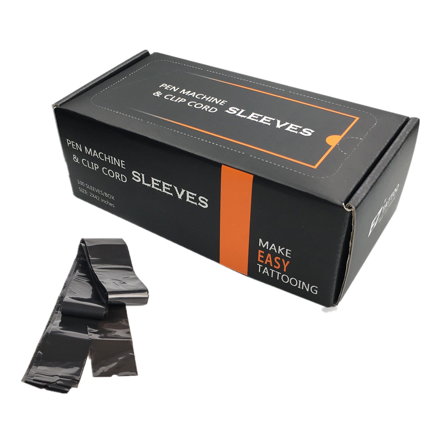 EZ Tattoo Clip Cord Covers - 100 Pcs for Tattoo Machine, Black Sleeves for Equipment Supply and Wrap
