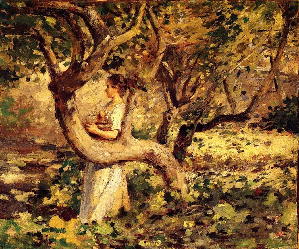 Impression d'art art tableau dans le jardin de Theodore Robinson affiche toile deco murale 60x90