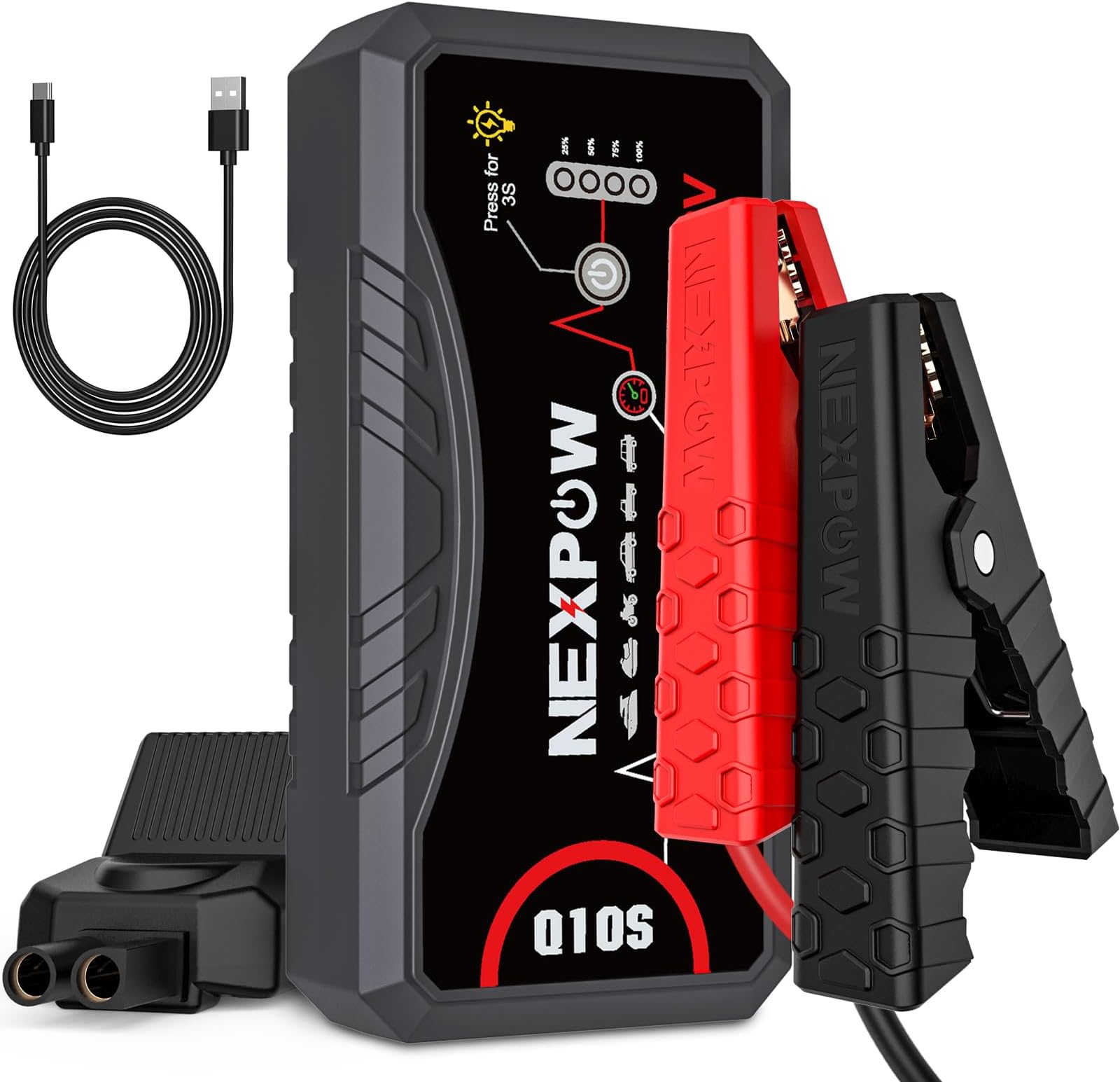 NEXPOW Car Jump Starter 2026 Upgraded Car Battery Jump Starter Pack 3000A Peak for Up to 9.0L Gas and 7.0L Diesel Engine 12V Auto Battery starter Jumper Cables Portable Lithium Jump Box with USB QC3.0