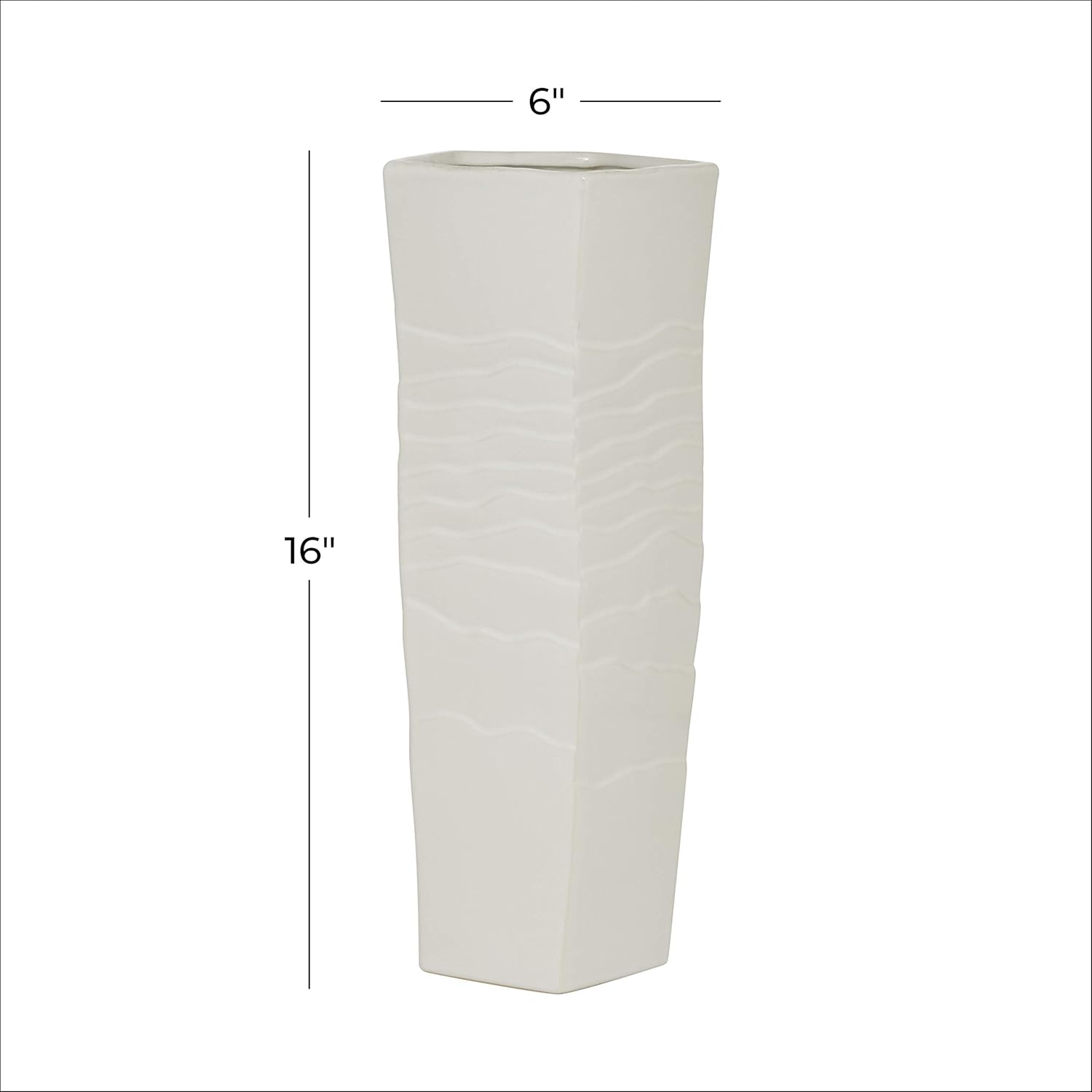 Deco 79 Ceramic Textured Vase, 6" x 6" x 16", White