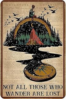 Bodyard Metal Poster Plaque Camping Not All Those Who Wander are Lost Retro Metal Tin Signs Vintage Aluminum Sign for Home Bar Metal Decor 12x16 Inch