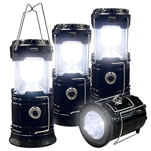 XTAUTO Collapsible Solar USB Rechargeable Lanterns (4-Pack)