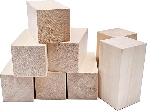 Thiecoc 8 piezas de tilo para tallar madera de tilo de 4 x 2 x 2 pulgadas para tallar madera, bloques de madera para tallar madera