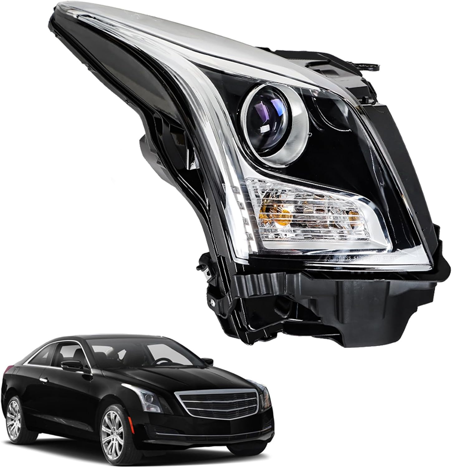 GXYWADY Passenger Side Headlight Headlamp Assembly Halogen Right RH Replacement for ATS 2013 2014 2015 2016 2017 2018 Replacement for GM2503384