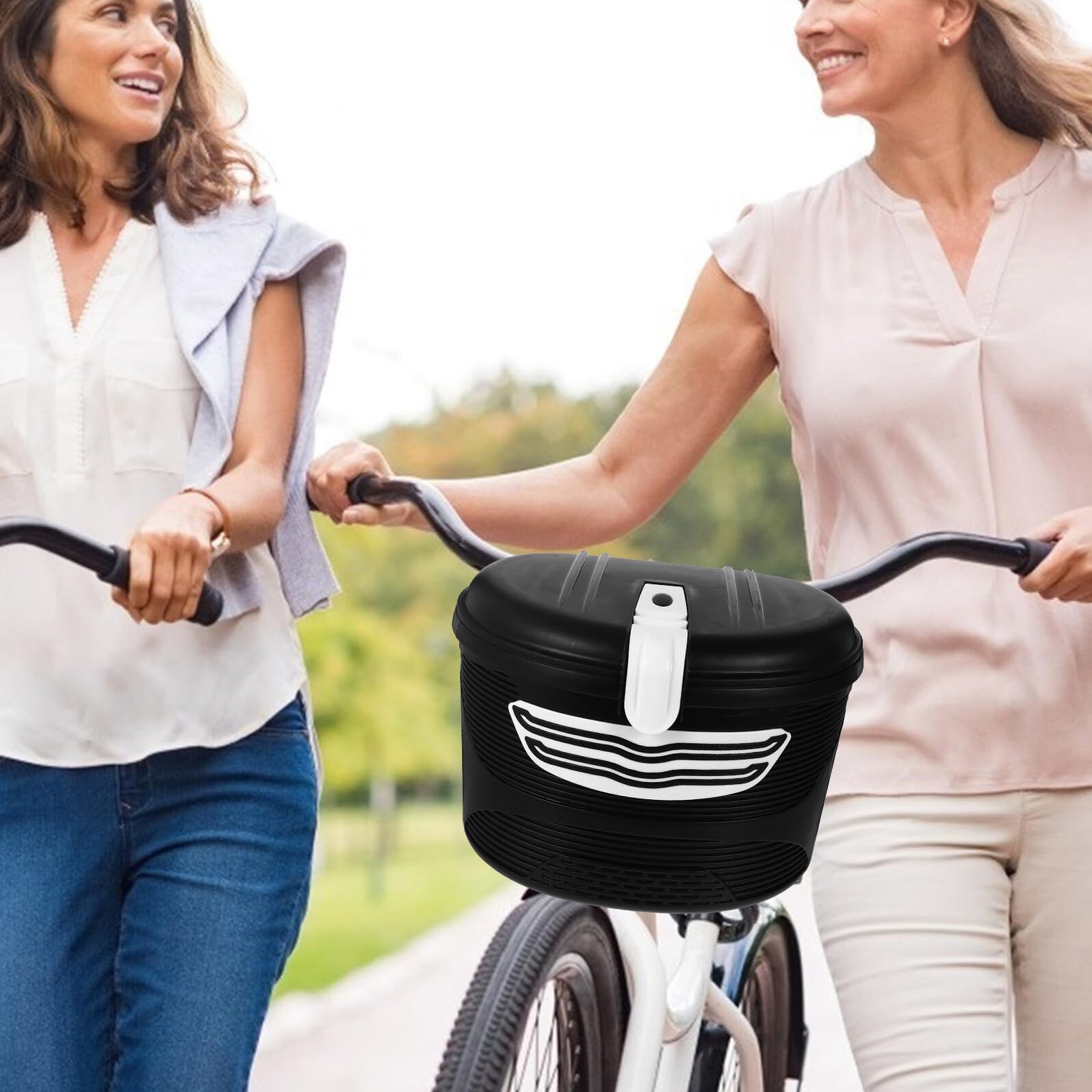 Cabilock Cestino Frontale per Bici Elettrica con Lucchetto, Set 1, Nero