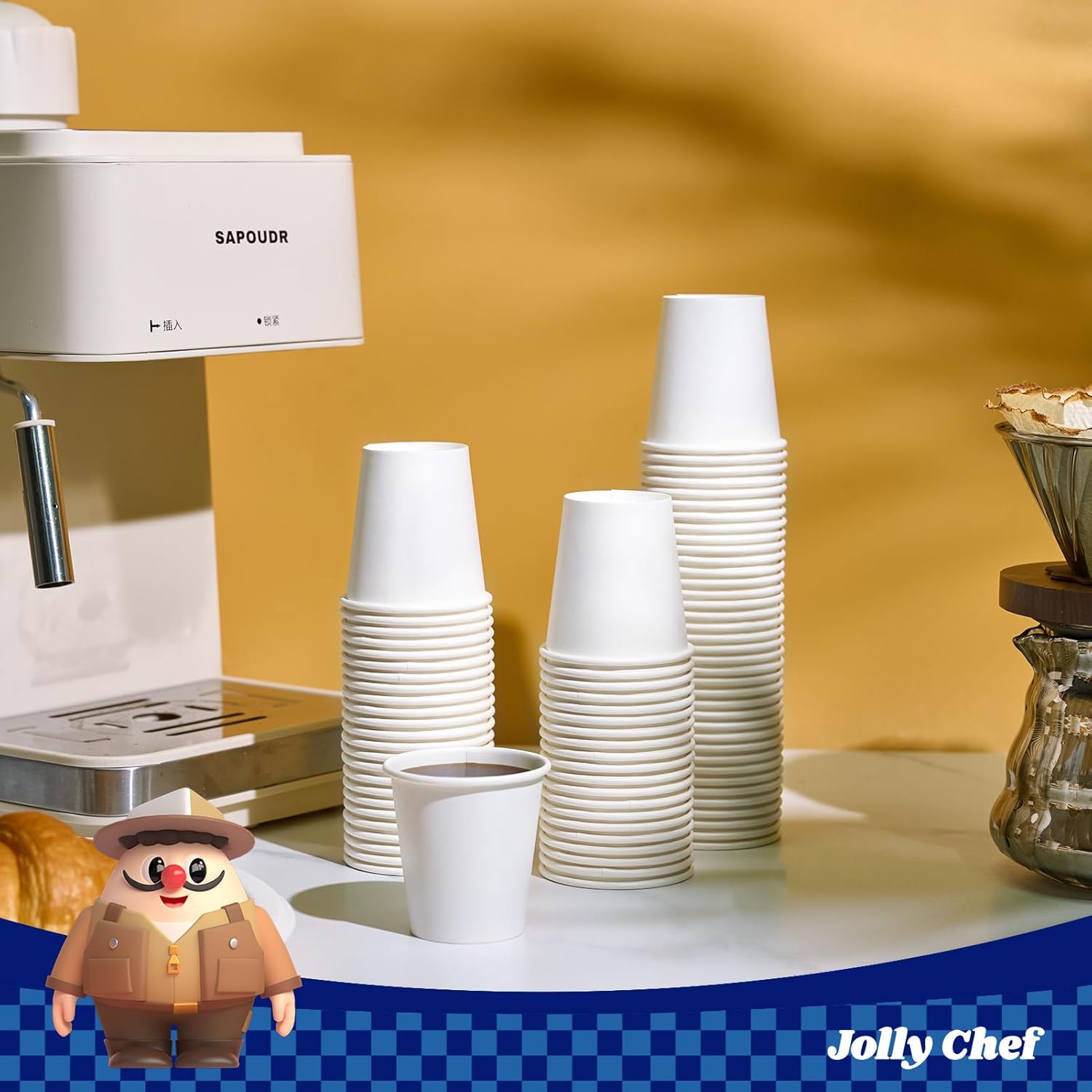 JOLLY CHEF 400 Count 3 oz Paper Cups, Disposable Mini Bathroom Mouthwash Cups for Home, Office, School, Store - Image 4