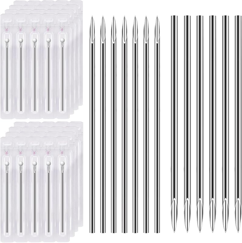 Agulhas descartáveis para piercing ATOMUS em aço inoxidável, 14G e 16G, pacote com 40 unidades