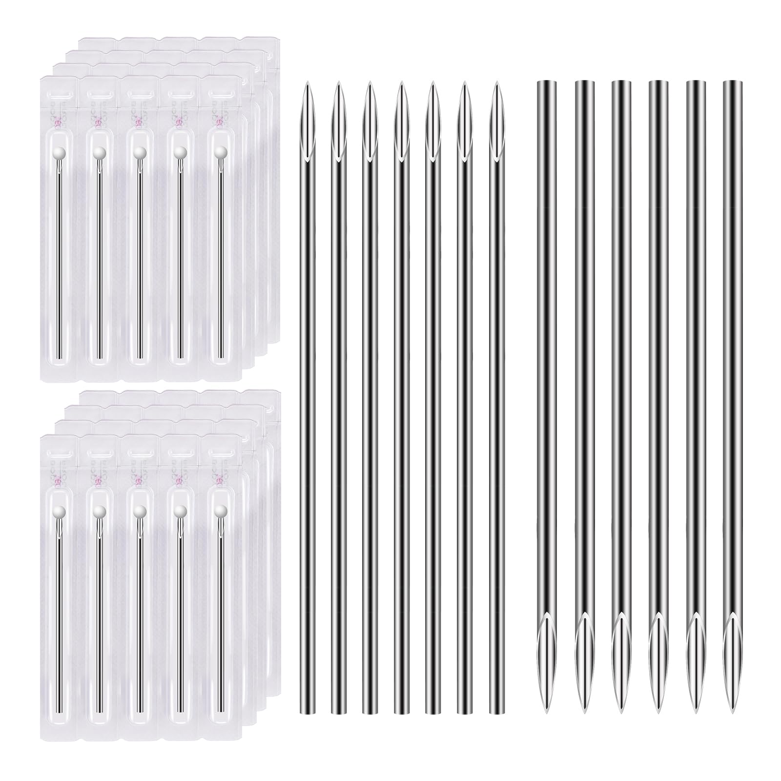 ATOMUSBody Piercing Needles, ATOMUS 14G 16G Stainless Steel Sterile Disposable Ear Nose Navel Nipple Lip Piercing Needles