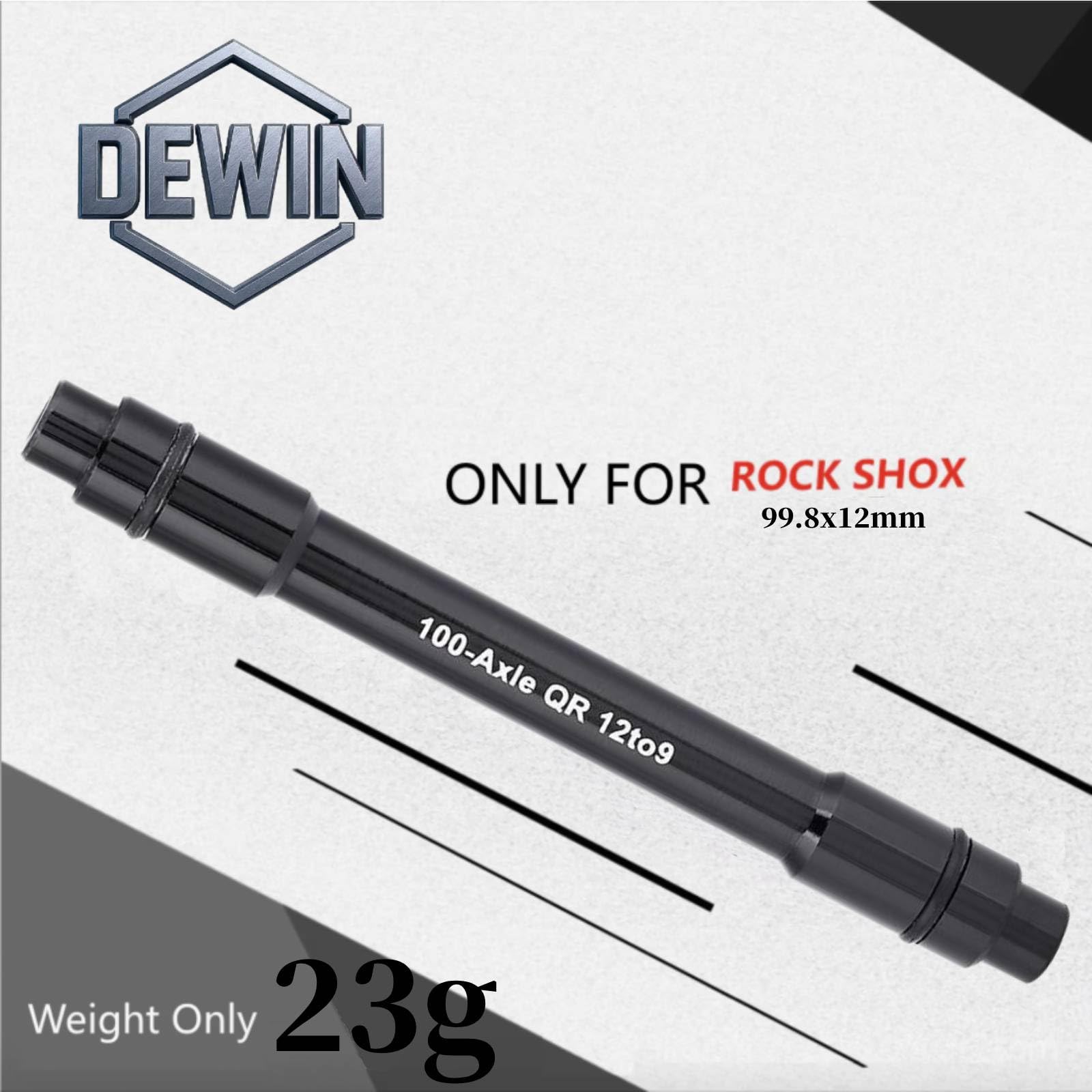 DEWIN Adaptateur D'Axe Traversant 12mm à 9mm - Alliage Alu, Léger 23g, Pour Fourche De Vélo Route Et VTT (Noir)