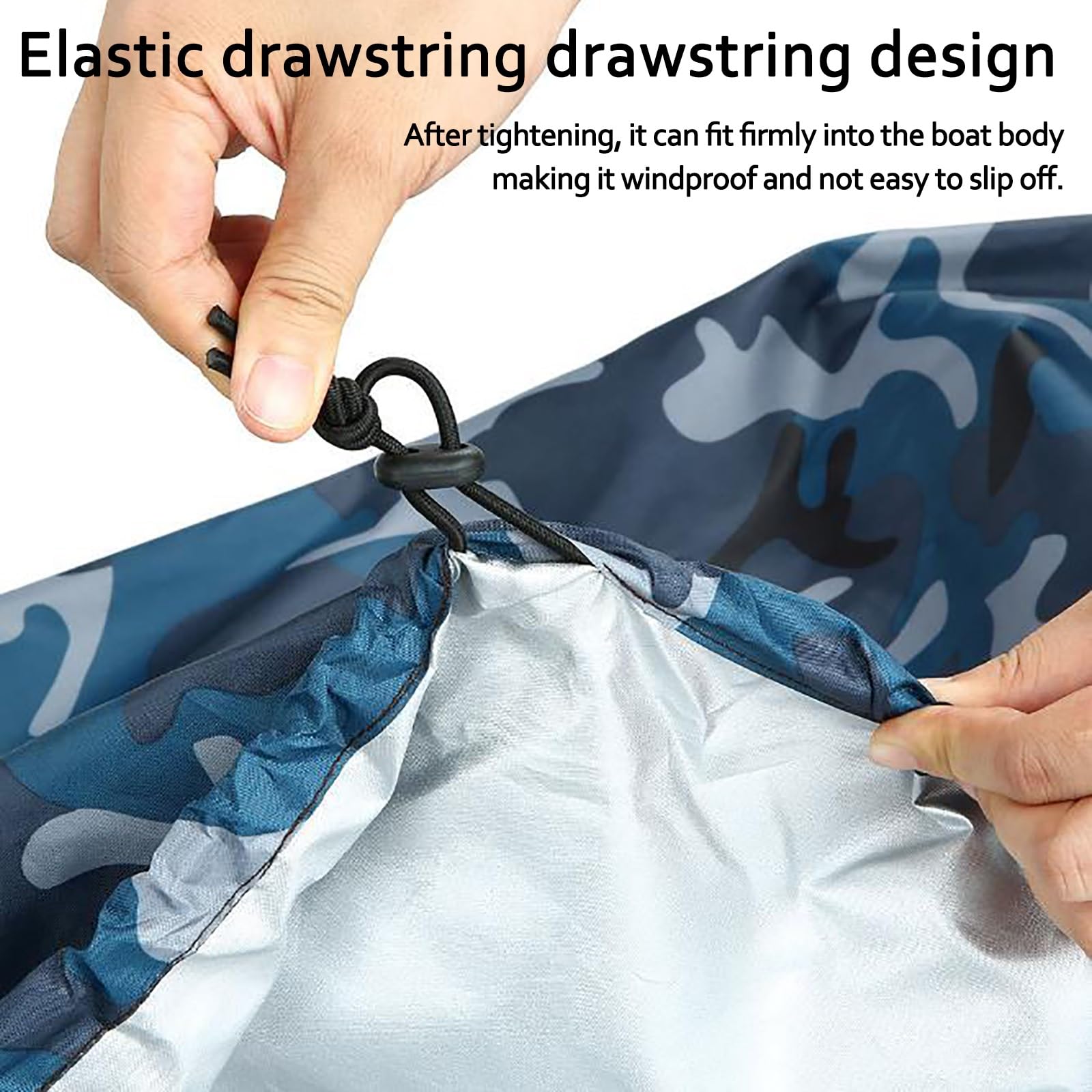 Bâche De Canoë Camouflage Bleu, Taille 8 : 210 Cm-600 Cm en Option, Tissu Oxford De Protection Solaire, Dispositif À Cordon Élastique, for Toutes Les Saisons(270-300cm)