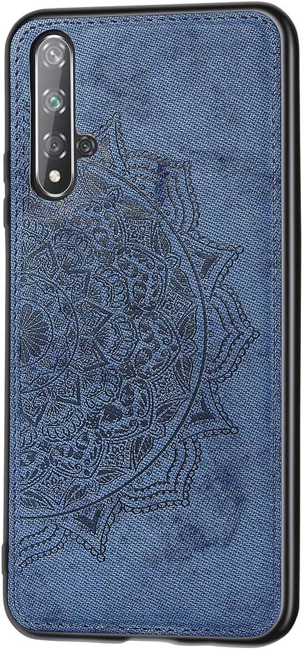 TANYO Phone Case Compatible with Huawei Nova 5T, Premium Triple Protection Shockproof Cover, Personalised Fashion Embossing Mandala Cloth Silicone Shell, Blue