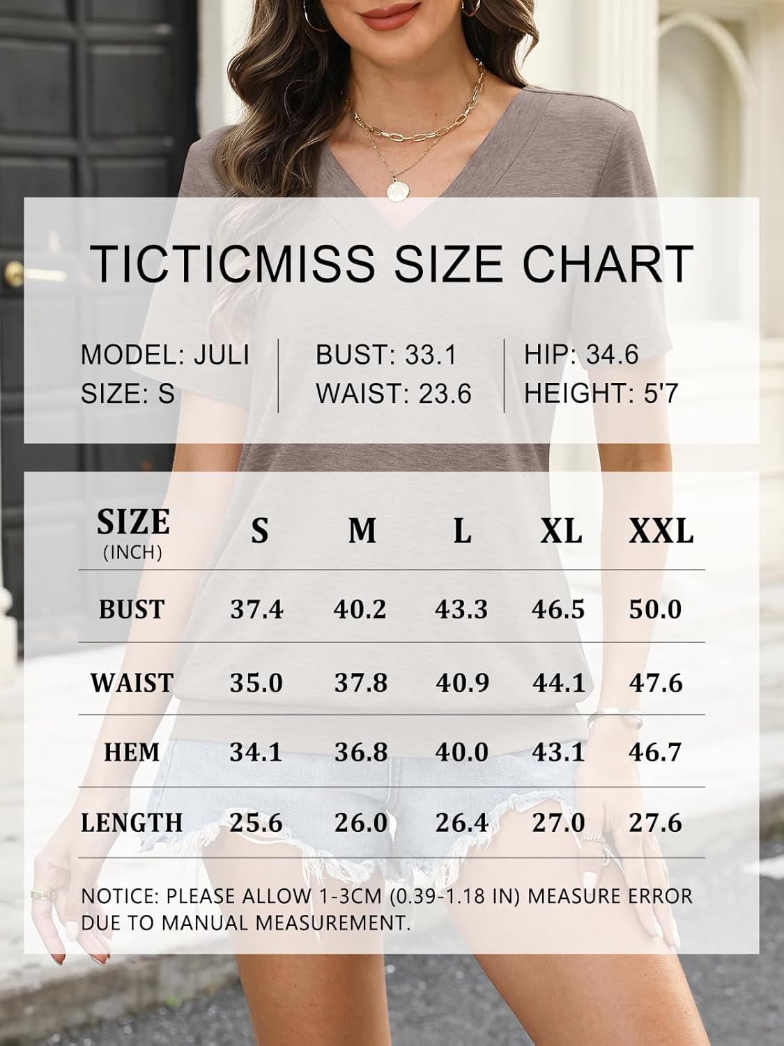 TCITICMISS Womens Short Sleeve Tops Banded Bottom V Neck Summer T Shirt Casual Basic Tees - Image 6