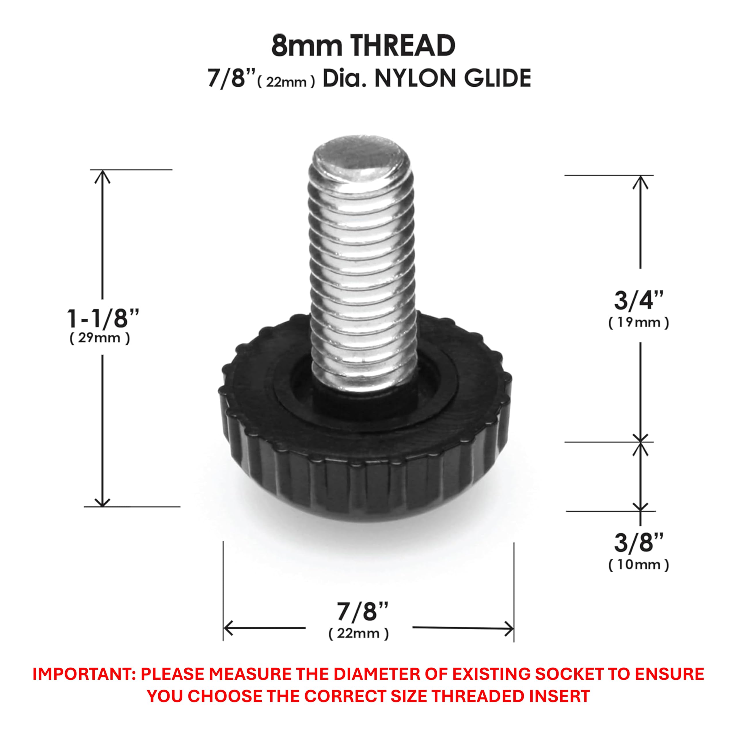Slipstick Gorilla Weatherproof Screw-in Leg Glides (8 Pack) for Chairs Tables, and Outdoor Furniture Feet - Image 4