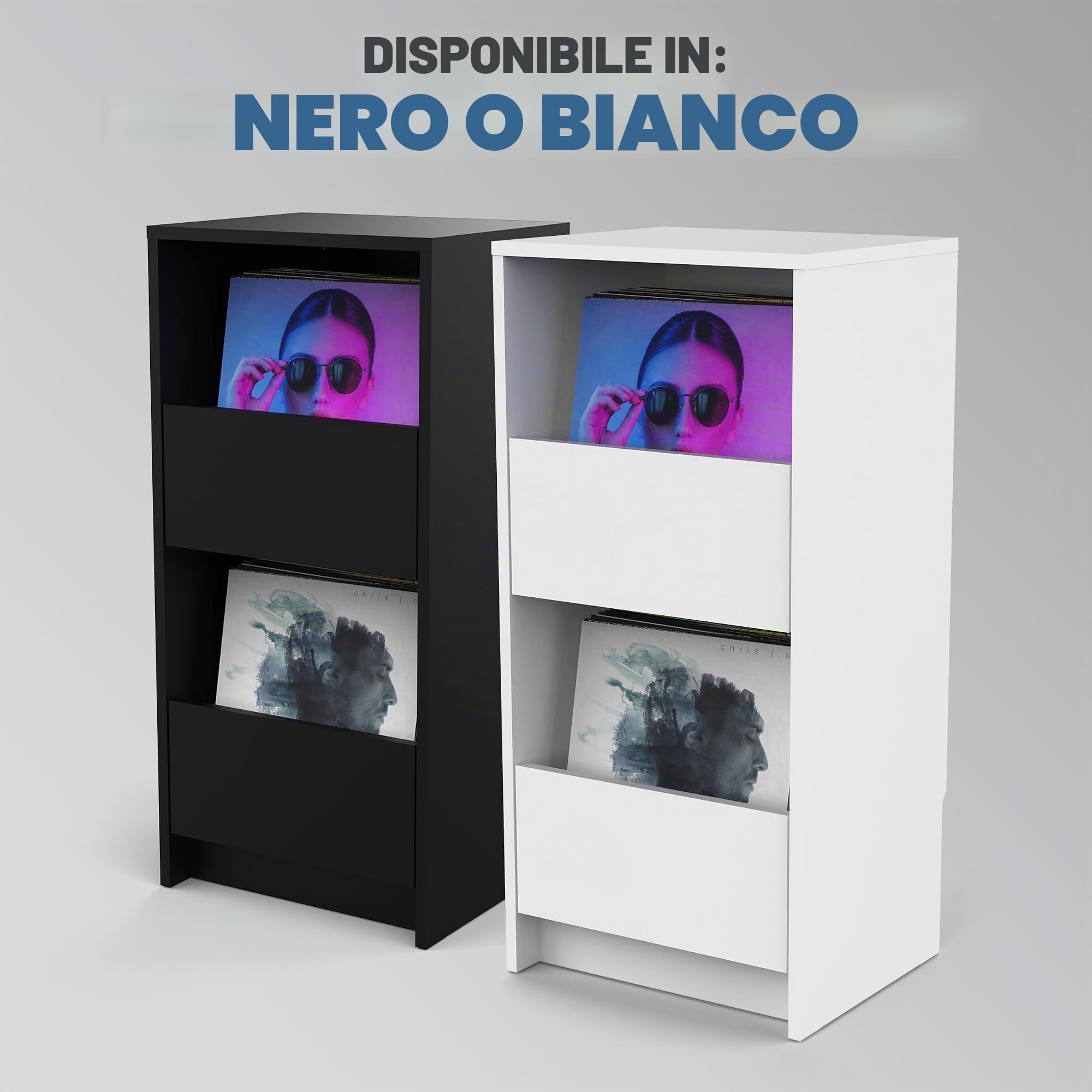 Glorious Vinyl Vault - Mobile per vinili con cassetti a chiusura ammortizzata per LP da 12 pollici - Capacità 160 album, design modulare