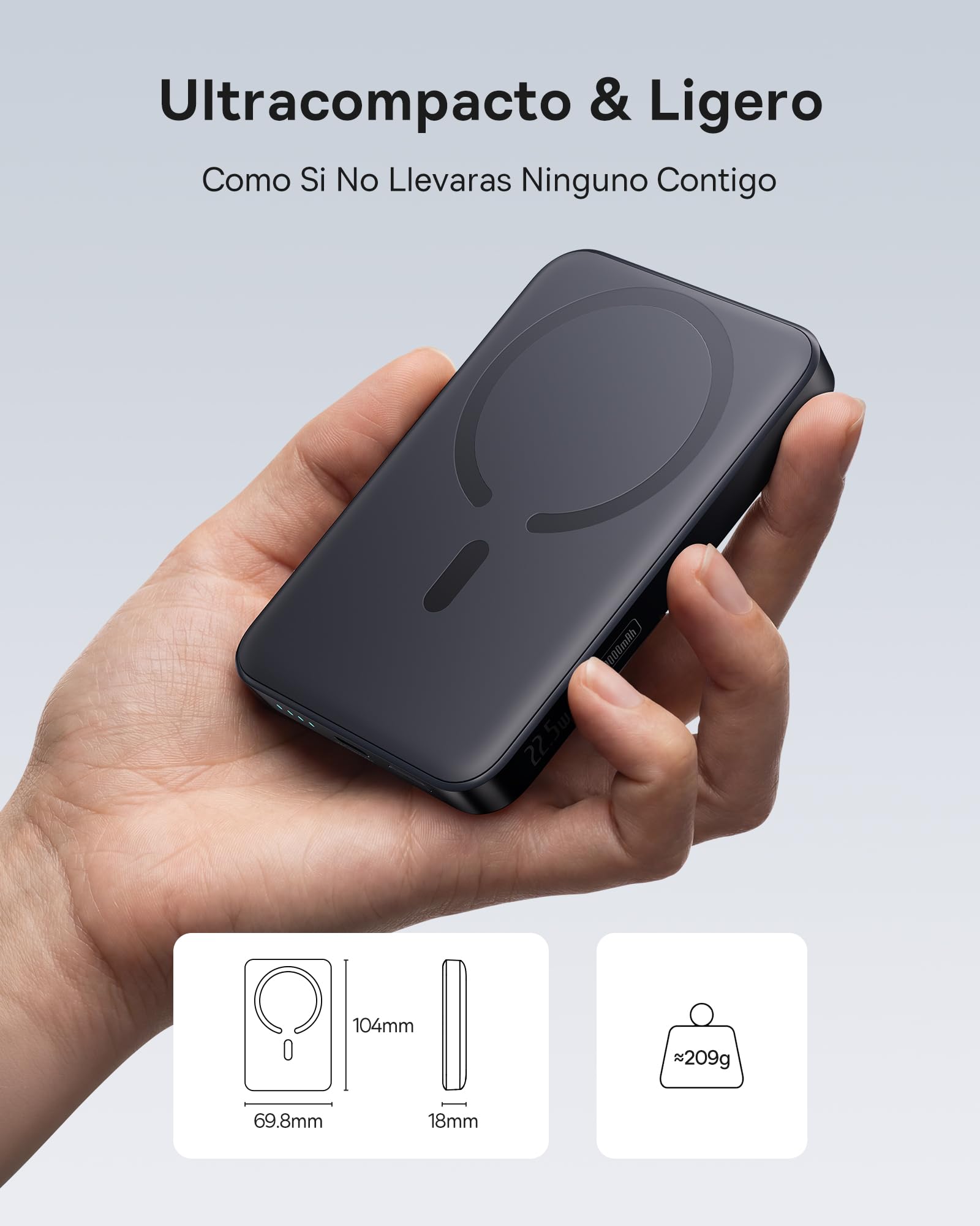 Baseus Enerfill FM11 MagSafe Power Bank 10000mAh 22.5W Magnetic Power Bank USB C Batería externa inalámbrica para teléfono móvil Mini Wireless Compatible con iPhone 17/16/15/14/13/12/Pro/Pro Max Serie