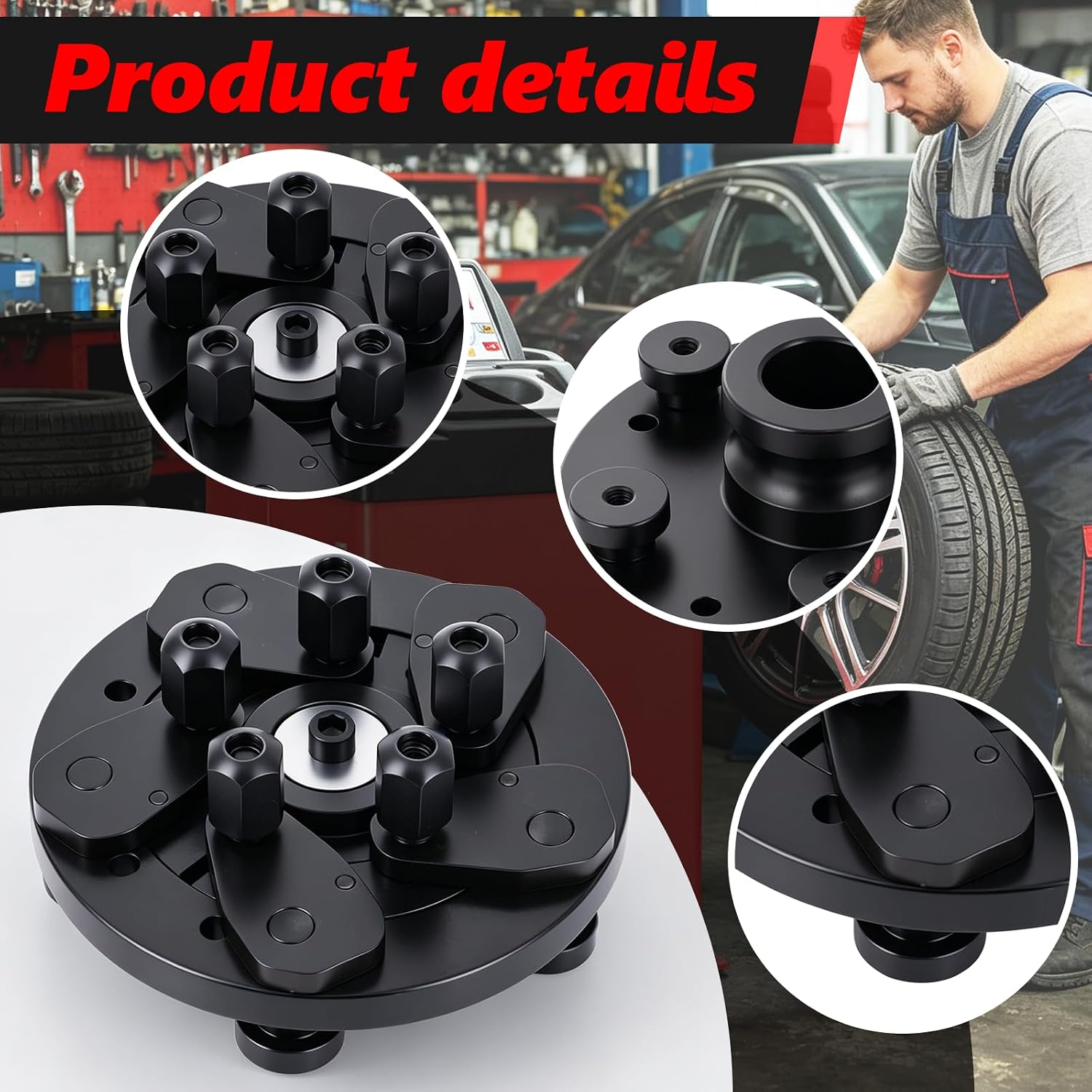 Universal Wheel Balancer Adaptor Fixture Plate 40MM/1.57IN Shaft Diameter Lug Nut Holes Balance Machine Fixture