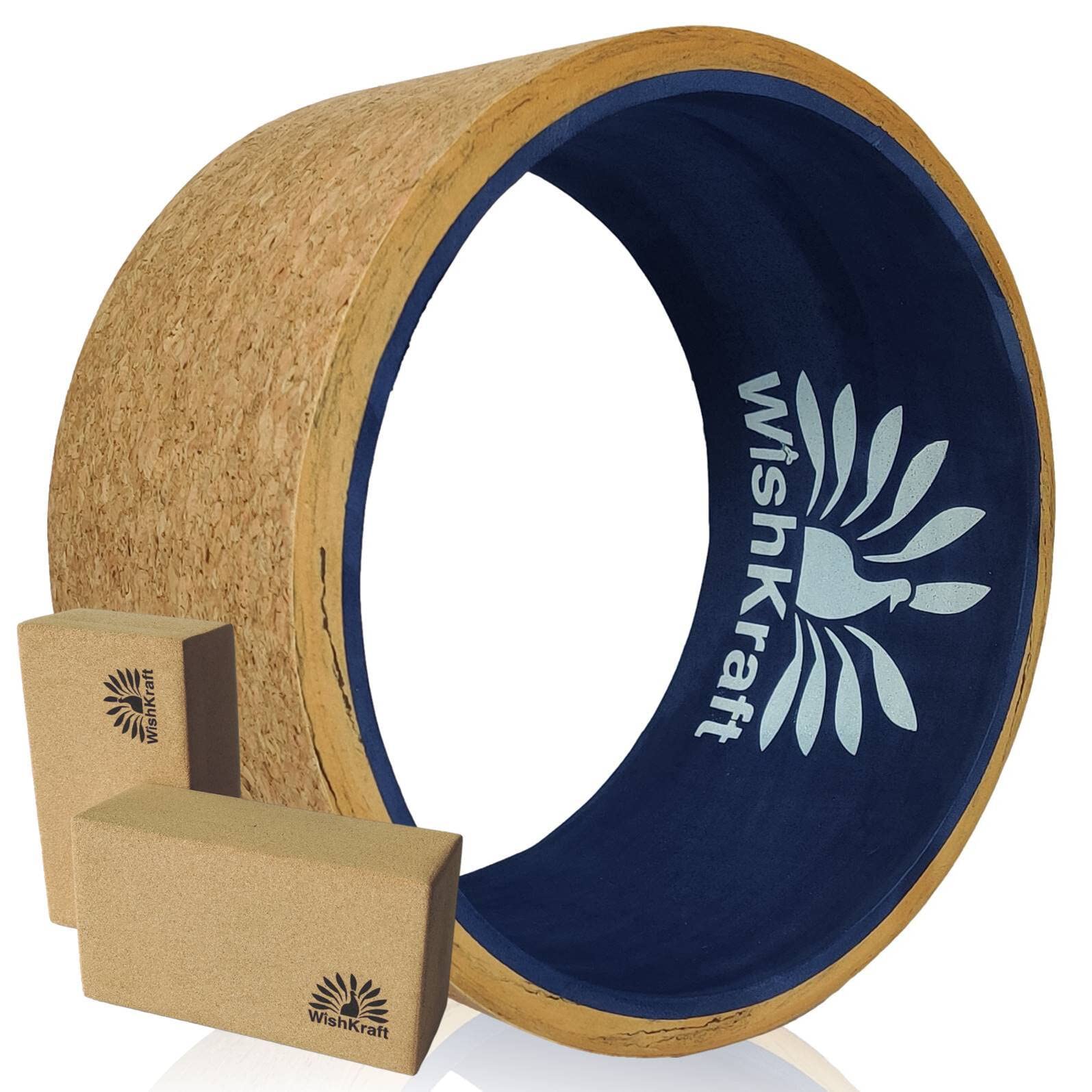 WishKraft Wide CORK Yoga Wheel Roller for Men & Women [13 x 6.25 inch] with Cork Blocks [2 Bricks] for Back Bends, Stretching & Flexibility | Eco-Friendly, Non-Slip & Sweat Resistant-image-45