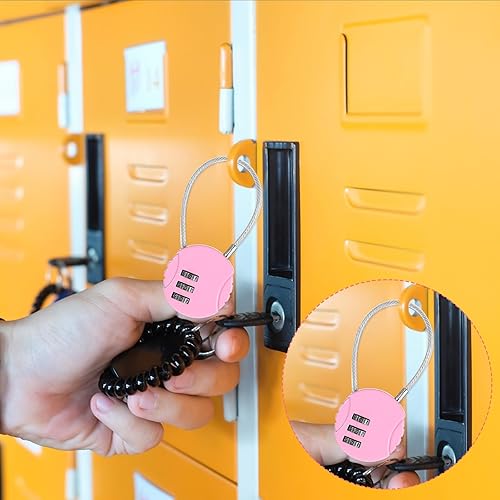 Miniatura 6 de Candado de combinación de 3 dígitos, 2 unidades, impermeable, para exteriores, para equipaje, mini candado de combinación para gimnasio escolar,