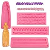 MUYULIN Hemp Rope Silicone Fondant Molds, Knit Texture Clay Molds for Baby Shower Birthday Cake Decoration Cupcake