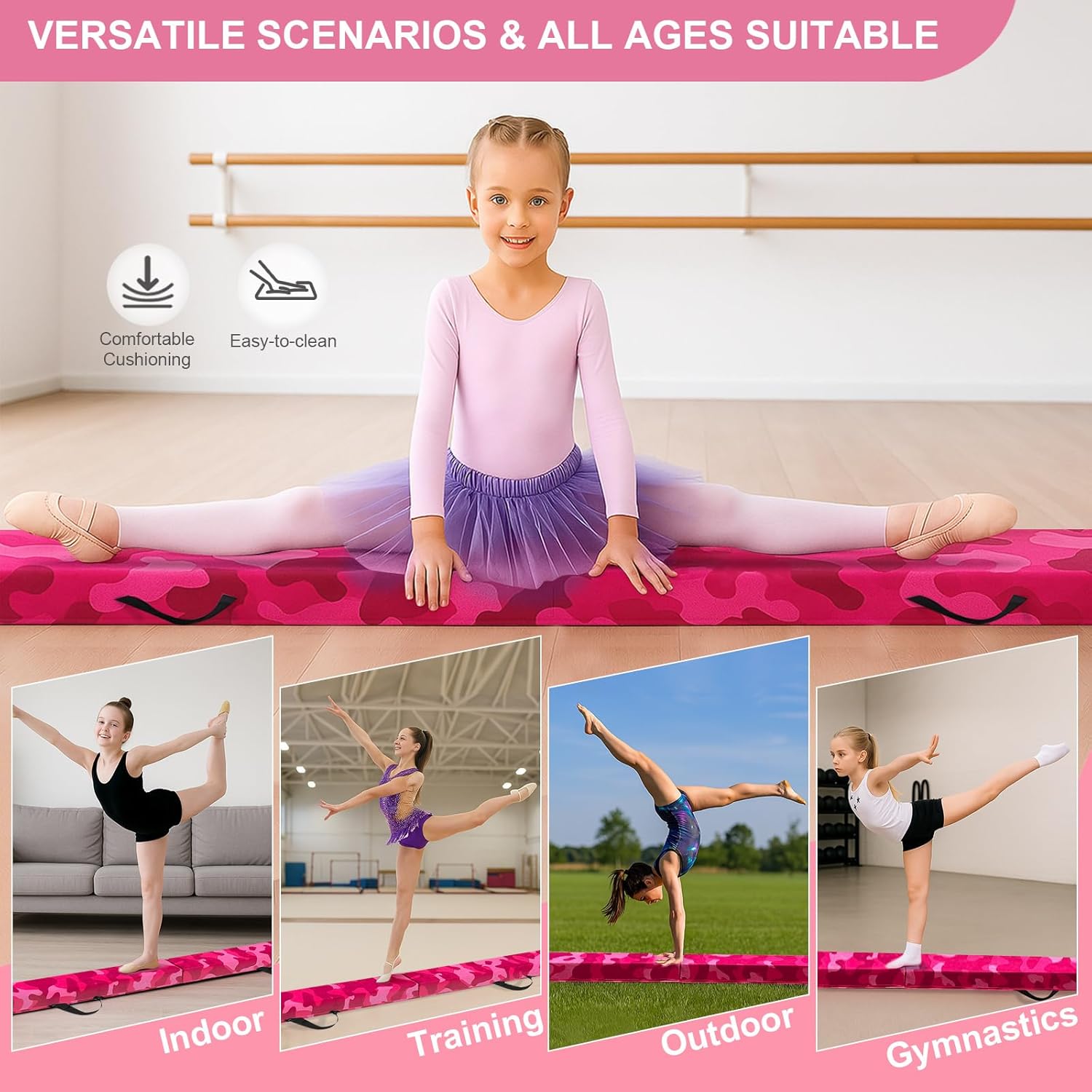 Junior Gymnast Pro Kit: 6ft Pro Folding Beam & 10ft Air Tumbling Mat