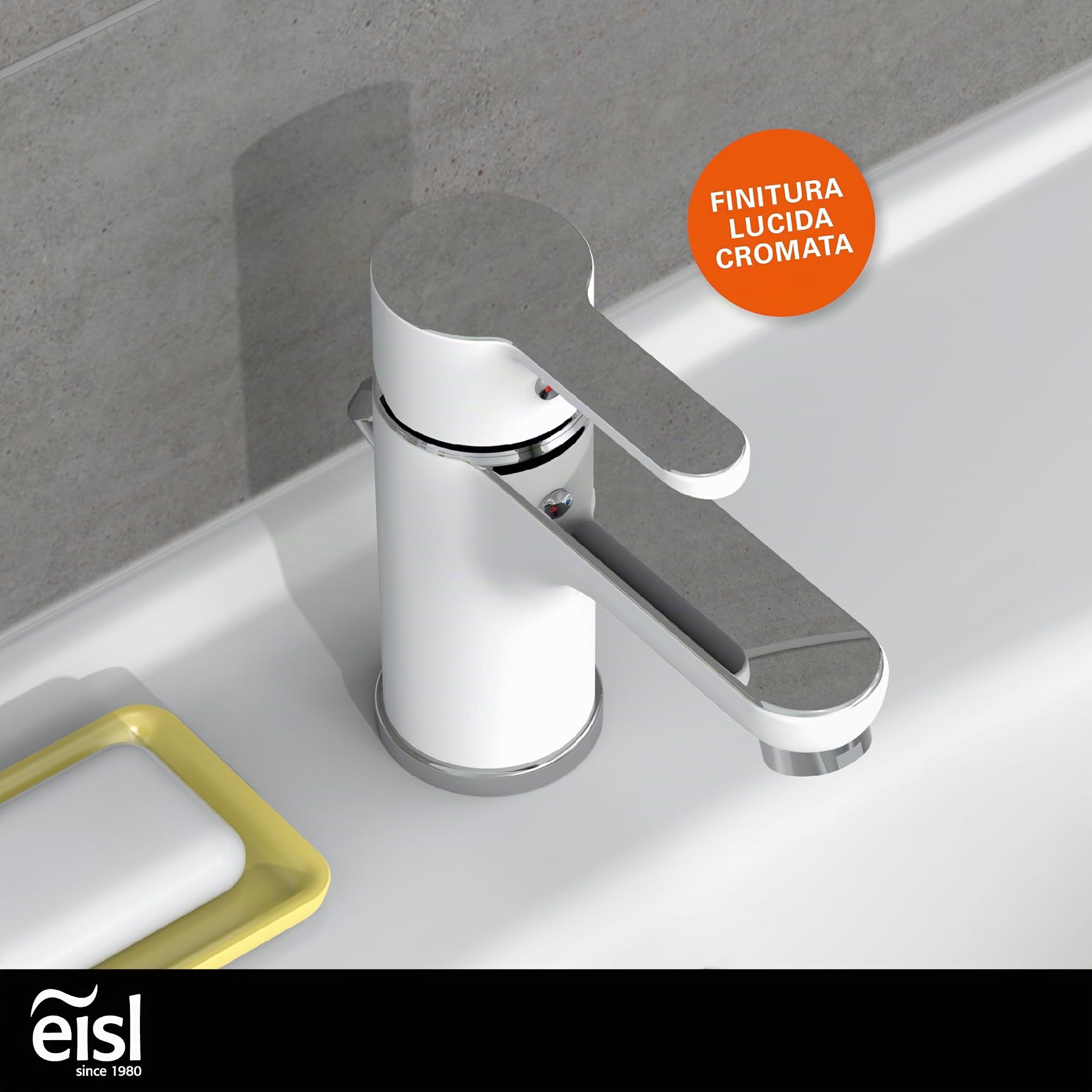 EISL disegno Nuevo, Miscelatore monocomando per lavabo, 1 pezzi, bianco/cromato, ni075dinwcr
