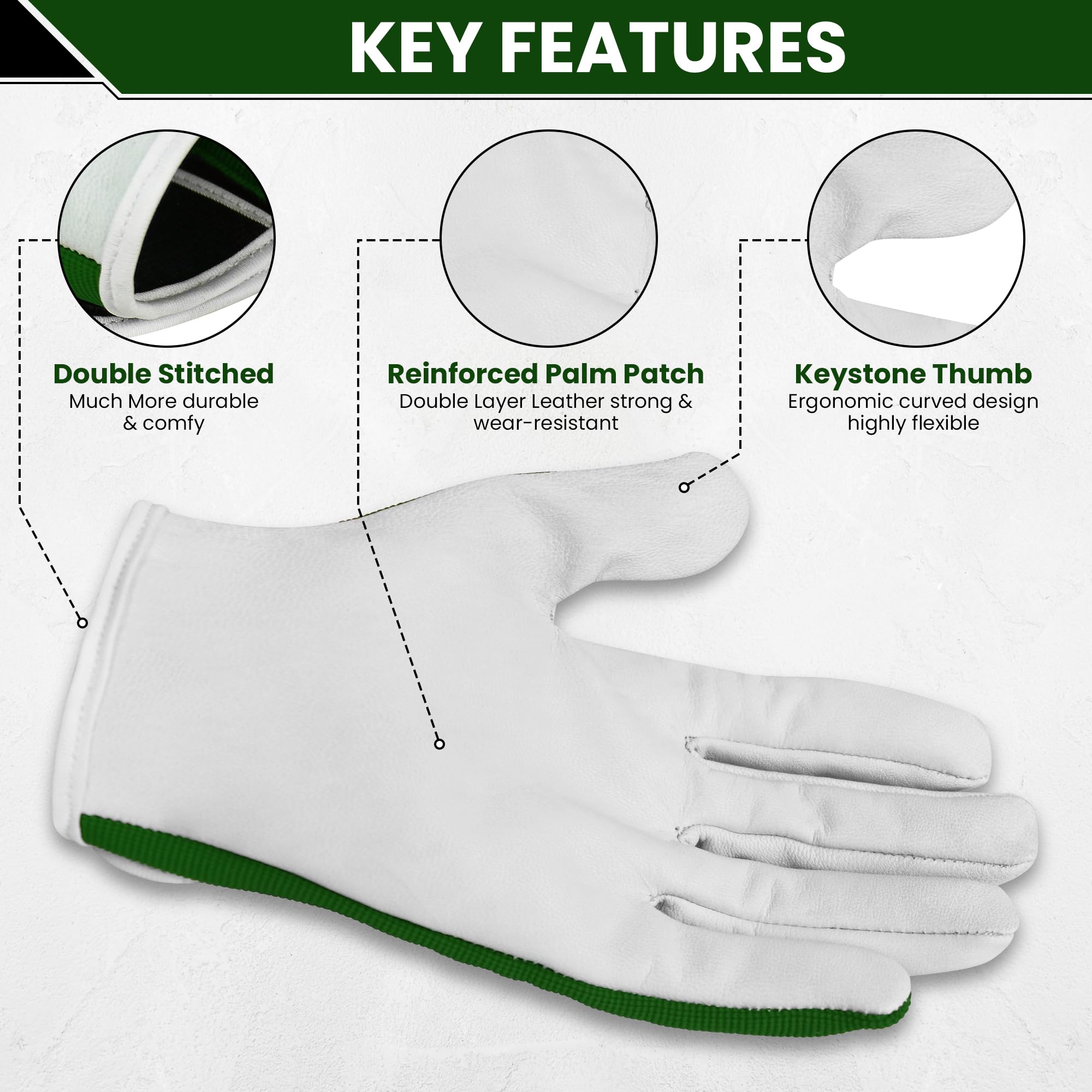 STONELIGHT Unisex Gardening Gloves Made with Leather & Spandex - Image 4