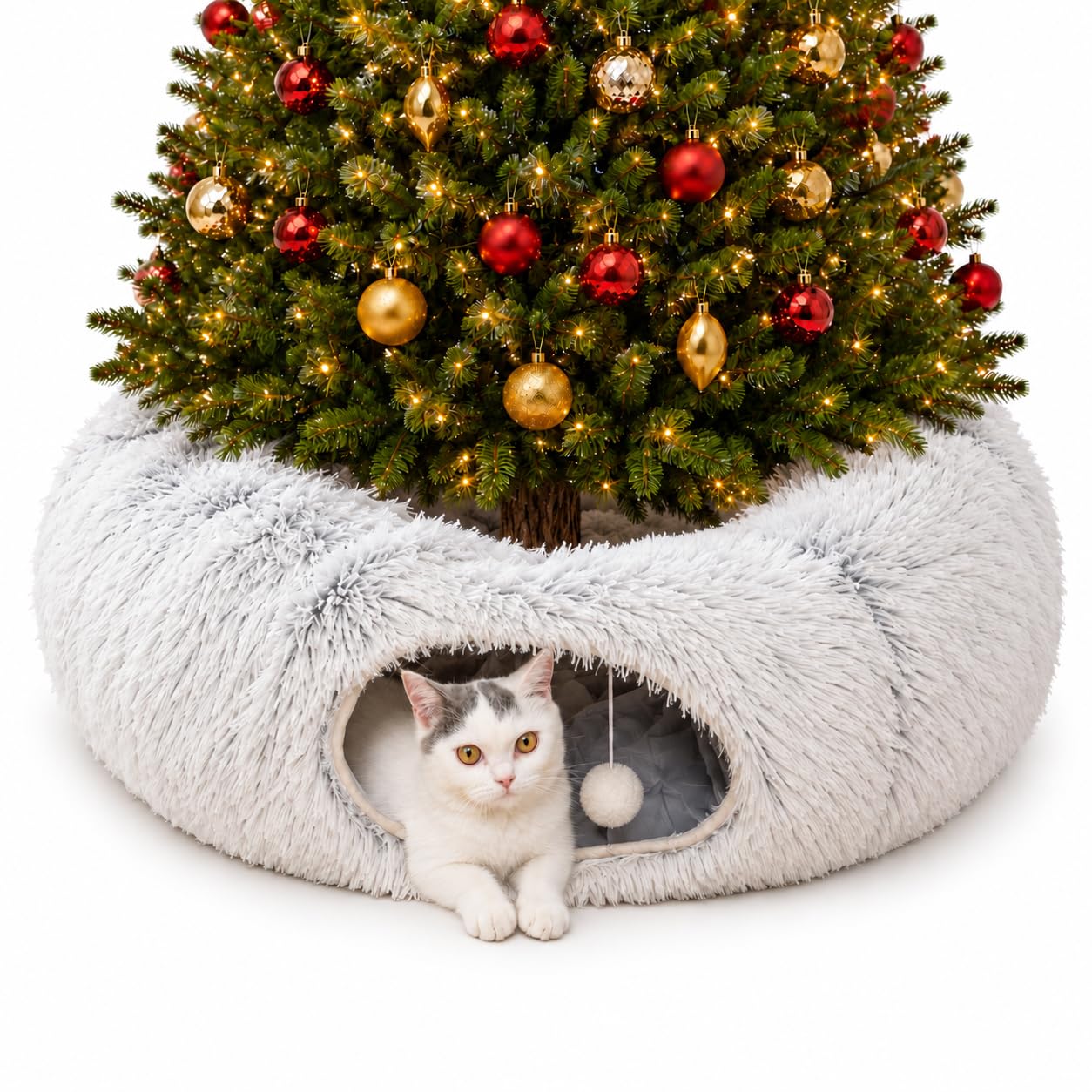 Amazon.com: LUCKITTY Warm Fluffy Plush Cat Dog Tunnel Bed Under