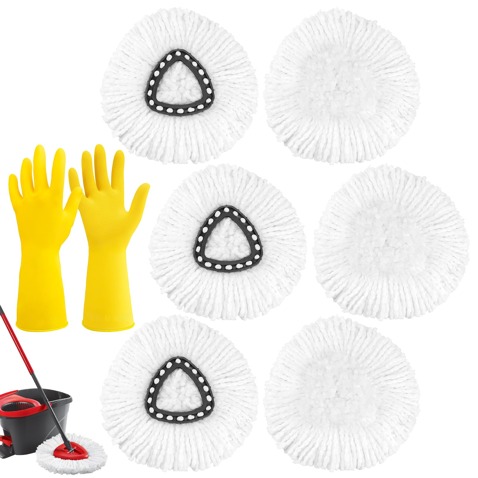 6 Pack O-Ceda EasyWring Spin Mop Heads Replacements - Microfiber Refills for Deep Clean, Machine Washable, Easy to Replace Housework Helper
