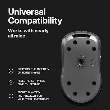 Wallhack UHMW-PE Dot Silent Mouse Skates, Universal Fit, Black | Premium Universal Mouse Skate, Ultra-Smooth Glide On Cloth & Glass Pads, Customize Speed & Control, Fast, Easy To Apply.
