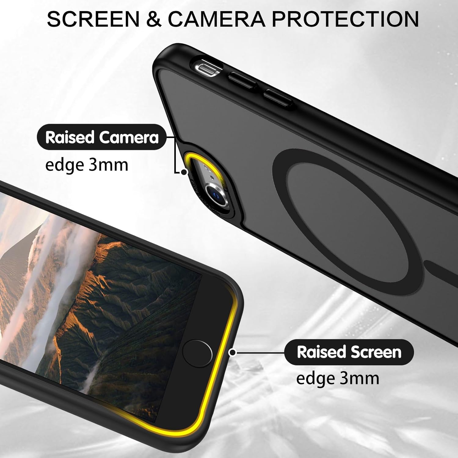 GUAGUA Magnetic Case for iPhone 7 & iPhone 8 & iPhone SE 2022/2020 [Compatible with Magsafe] Translucent Matte Back Slim Thin Anti- Scratch Shockproof Protective Phone Cases for iPhone 8/7/SE-Black - Image 6