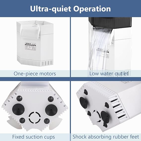 Turtle Tank Filter Shallow Strong 1000L/H, 4-Layer External Aquarium Fish Tank Filter with Quiet Waterfall Filtration, Water Change, Low Water Level 3cm for Turtle Tank Accessories