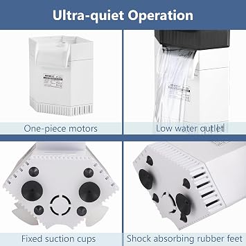 Turtle Tank Filter Shallow Strong 1000L/H, 4-Layer External Aquarium Fish Tank Filter with Quiet Waterfall Filtration, Water Change, Low Water Level 3cm for Turtle Tank Accessories