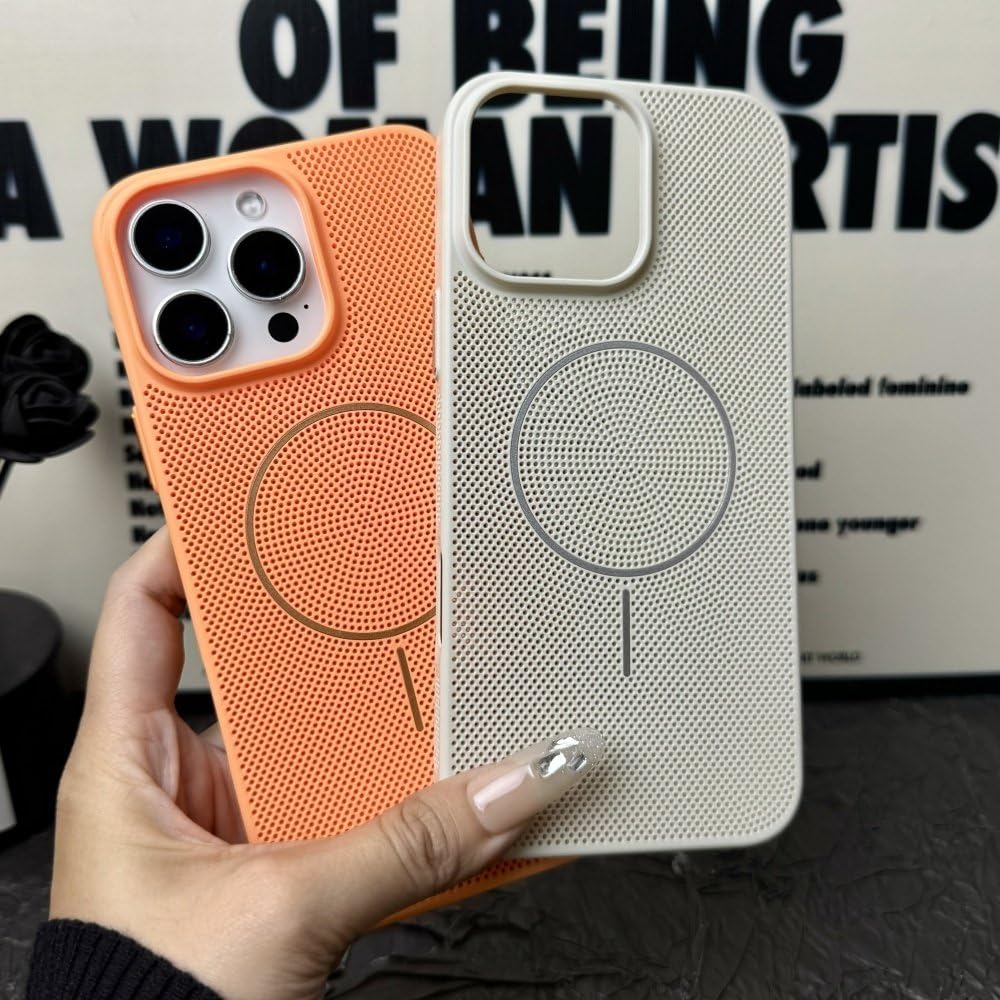 Etui magnetyczne z siateczki rozpraszającej ciepło do iPhone'a 16 15 14 Plus 13 12 11 Pro Max, oddychające, chłodzące, różowe, do iPhone'a 16 Pro Max