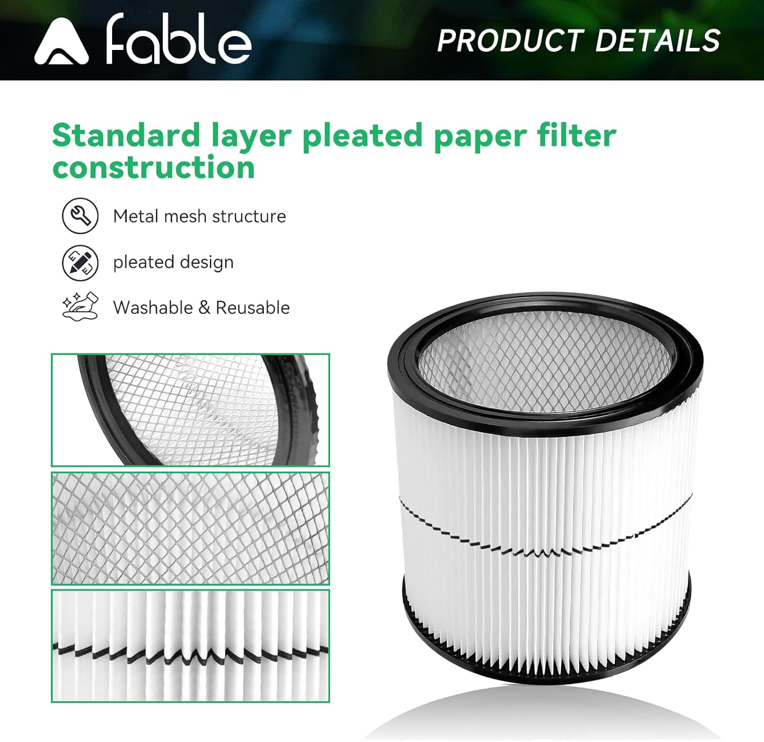 17884 Filter Compatible with Craftsman 9-17884 17935 17937 17920 shopvac Replacement Part Fit 6 Gallon and Larger Wet Dry Vacs (17884 Vacuum Cartridge Filter + Foam Sleeve + Brush 1pack)