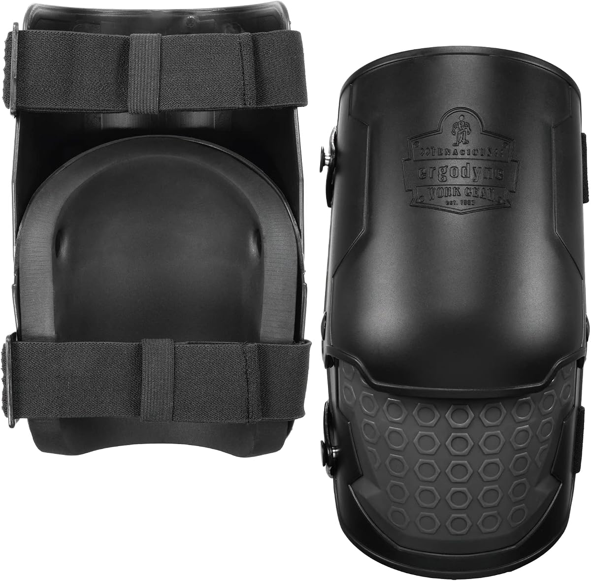 Rodillera Ergodyne ProFlex 360, diseño con bisagras, carcasa dura, tapa de goma que no daña, extra grande