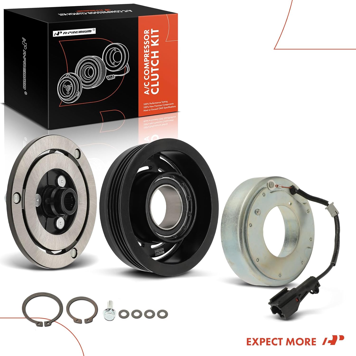 A-Premium Air Conditioner AC Compressor Clutch Kit Compatible with Subaru Forester 2007-2013, Impreza 2007-2014, WRX 2012-2015, WRX STI 2014-2020, 2.0L 2.5L