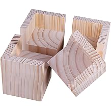 4 Pcs Square Natural Wood Furniture Risers, Bed Legs Lift, Solid Wood Bed Frame Extenders with Recessed Top, Heavy Duty Sofa Table Desk Lifts for Easy Storage, Easy Cleaning